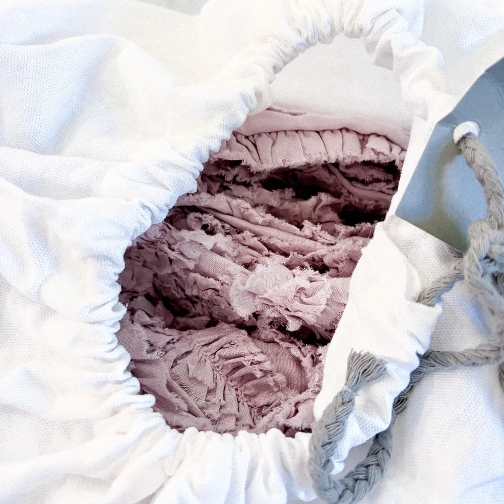 rh teen ruffle appliquéd organic voile bedding set